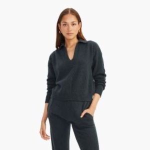 Naadam Recycled Cashmere Open Neck Polo XS